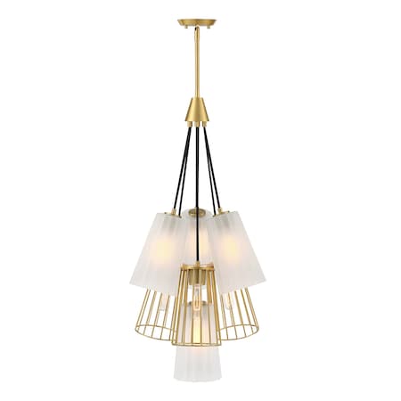 Designers Fountain Liana 7-Light Brushed Gold Glam Tiered Statement Chandelier for Foyers and Entryways D328M-7CH-BG